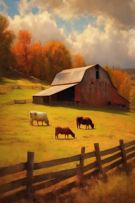 01175-348449546-_lora_Worthington Whittredge Style_1_Worthington Whittredge Style - Impressionist old barn The landscape farm animals, fence, wa.png